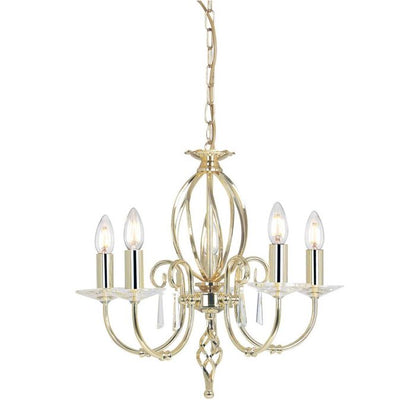 Elstead Lighting Aegean 5-Light Polished Brass Candle Chandelier