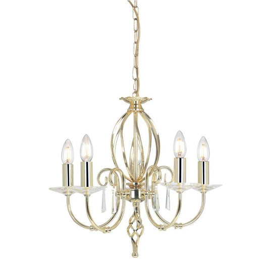 Elstead Lighting Aegean 5-Light Polished Brass Candle Chandelier