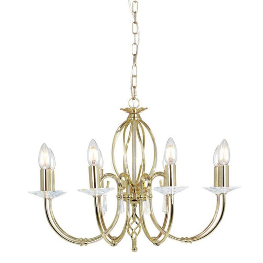 Elstead Lighting Aegean 8-Light Polished Brass Candle Chandelier