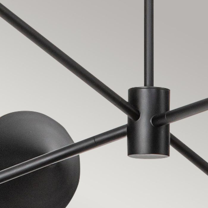 Alora Mood Daphne 6-Light Matte Black & Natural Rope Sputnik Chandelier