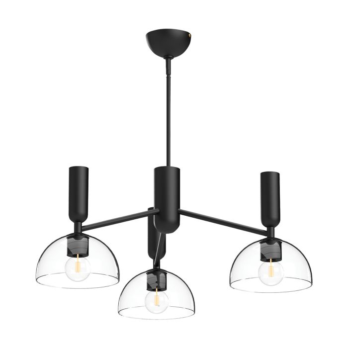 Alora Mood Jude 3-Light Matte Black Glass Chandelier
