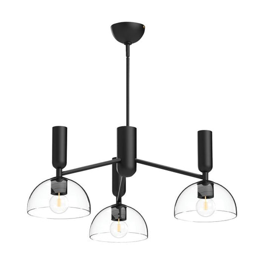 Alora Mood Jude 3-Light Matte Black Glass Chandelier