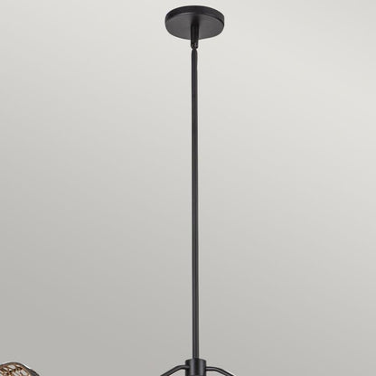 Alora Mood Perth 3-Light Matte Black Rattan & Opal Glass Globe Chandelier