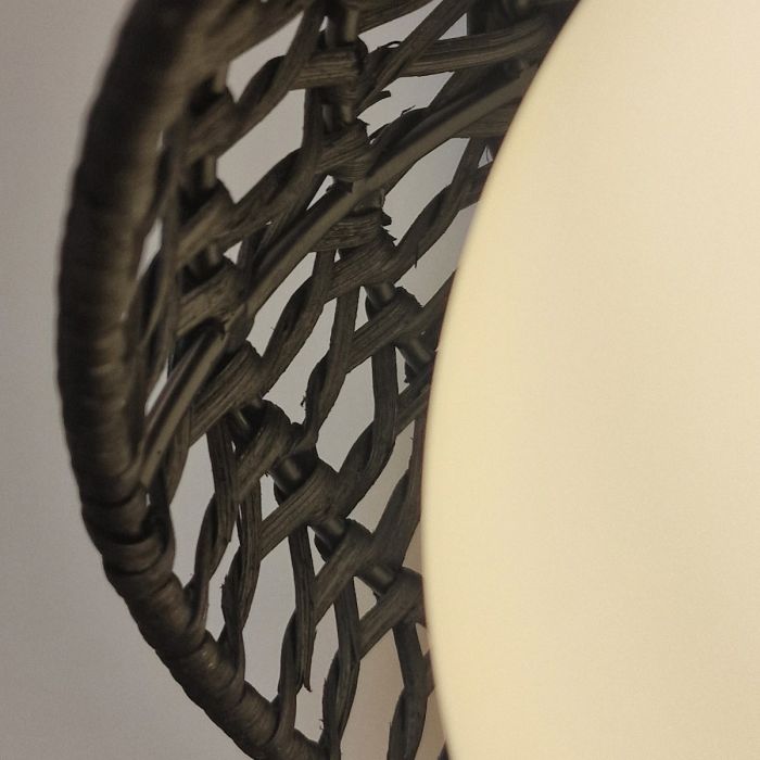 Alora Mood Perth 3-Light Matte Black Rattan & Opal Glass Globe Chandelier