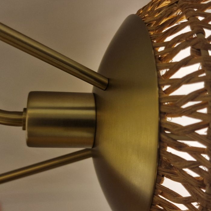 Alora Mood Perth 3-Light Brushed Gold Rattan & Opal Glass Globe Chandelier