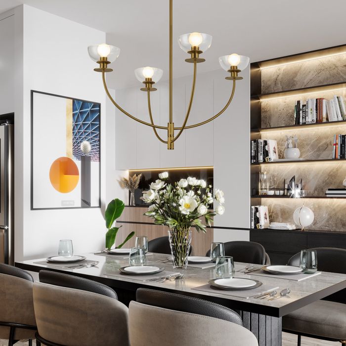 Alora Mood Sylvia 4-Light Brushed Gold Modern Chandelier