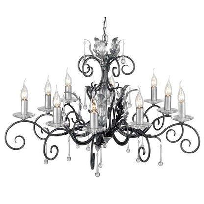 Elstead Lighting Amarilli 10-Light Black with Silver Patina Candle Chandelier