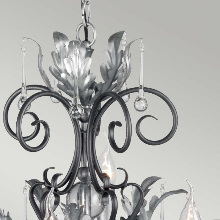 Elstead Lighting Amarilli 10-Light Black with Silver Patina Candle Chandelier