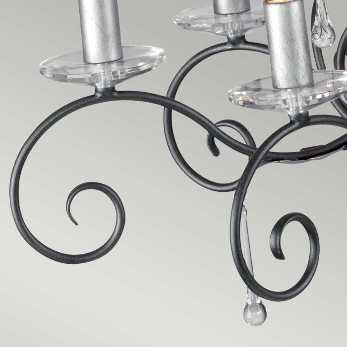 Elstead Lighting Amarilli 10-Light Black with Silver Patina Candle Chandelier
