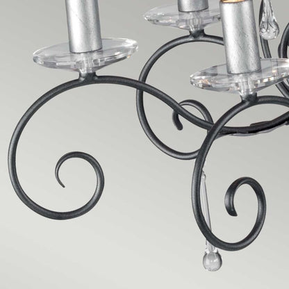 Elstead Lighting Amarilli 10-Light Black with Silver Patina Candle Chandelier