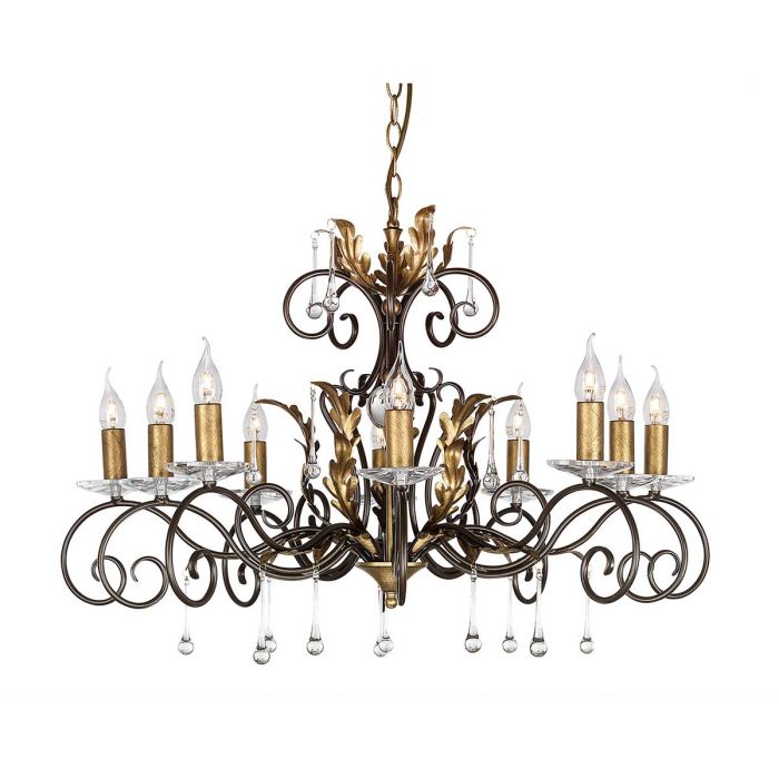 Elstead Lighting Amarilli 10-Light Bronze with Gold Patina Candle Chandelier