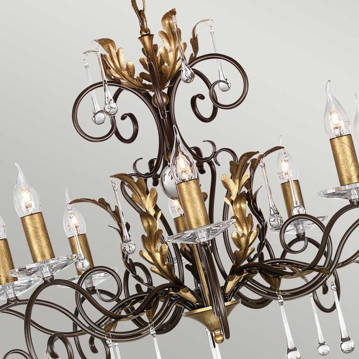Elstead Lighting Amarilli 10-Light Bronze with Gold Patina Candle Chandelier