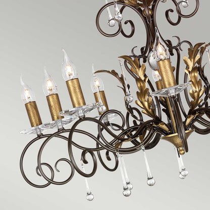 Elstead Lighting Amarilli 10-Light Bronze with Gold Patina Candle Chandelier
