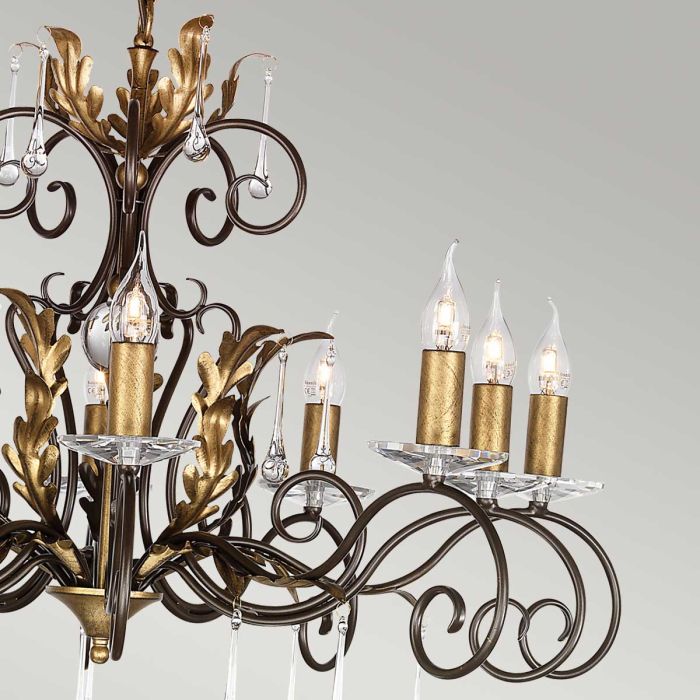 Elstead Lighting Amarilli 10-Light Bronze with Gold Patina Candle Chandelier