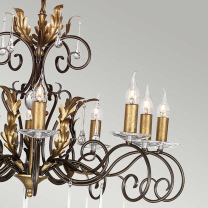 Elstead Lighting Amarilli 10-Light Bronze with Gold Patina Candle Chandelier