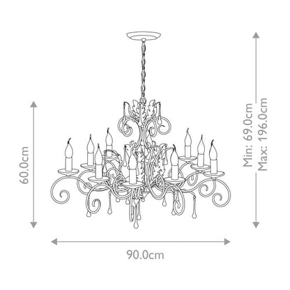 Elstead Lighting Amarilli 10-Light Bronze with Gold Patina Candle Chandelier