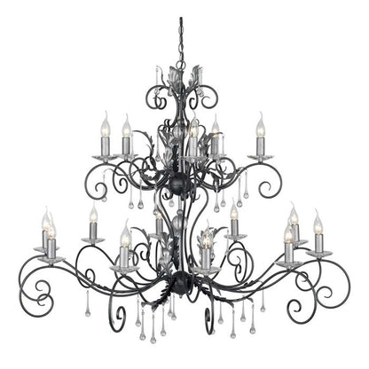 Elstead Lighting Amarilli 15-Light Black with Silver Patina Candle Chandelier