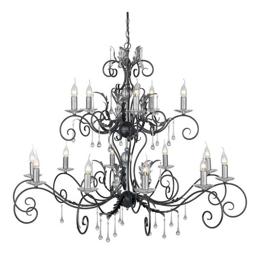Elstead Lighting Amarilli 15-Light Black with Silver Patina Candle Chandelier
