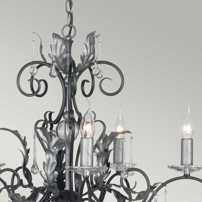 Elstead Lighting Amarilli 15-Light Black with Silver Patina Candle Chandelier