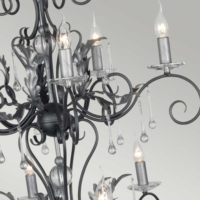 Elstead Lighting Amarilli 15-Light Black with Silver Patina Candle Chandelier