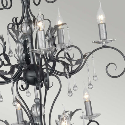 Elstead Lighting Amarilli 15-Light Black with Silver Patina Candle Chandelier