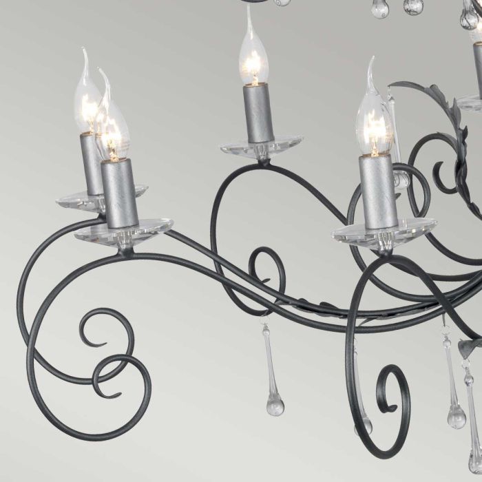 Elstead Lighting Amarilli 15-Light Black with Silver Patina Candle Chandelier