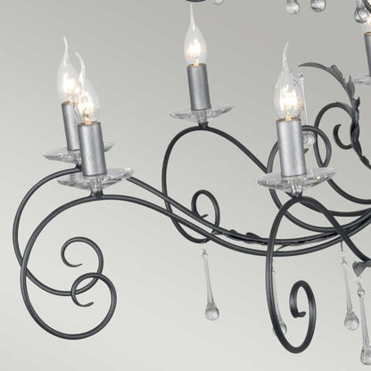 Elstead Lighting Amarilli 15-Light Black with Silver Patina Candle Chandelier