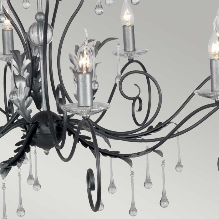 Elstead Lighting Amarilli 15-Light Black with Silver Patina Candle Chandelier