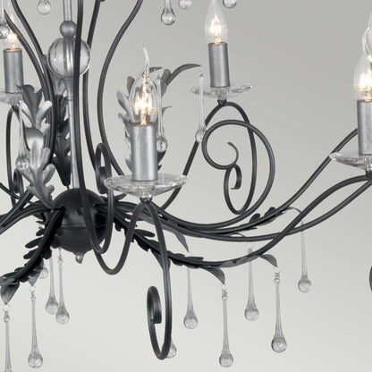 Elstead Lighting Amarilli 15-Light Black with Silver Patina Candle Chandelier