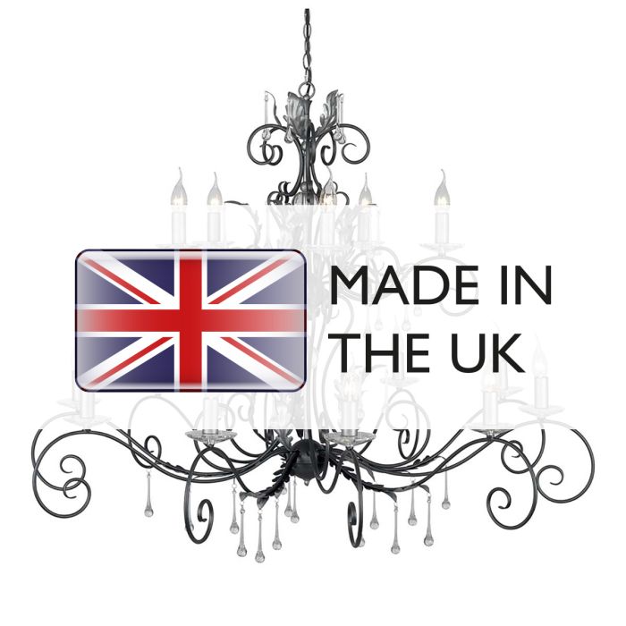 Elstead Lighting Amarilli 15-Light Black with Silver Patina Candle Chandelier