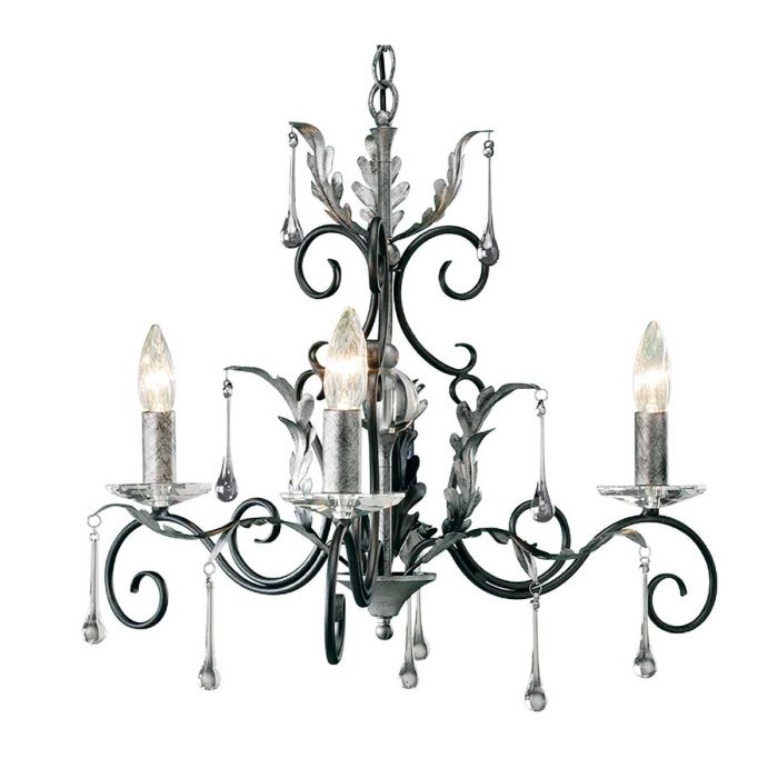 Elstead Lighting Amarilli 3-Light Black with Silver Patina Candle Chandelier