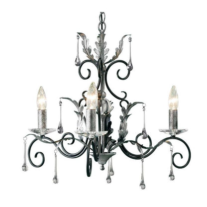 Elstead Lighting Amarilli 3-Light Black with Silver Patina Candle Chandelier