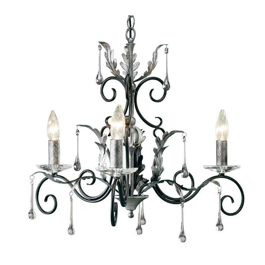 Elstead Lighting Amarilli 3-Light Black with Silver Patina Candle Chandelier