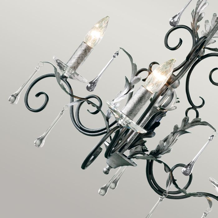 Elstead Lighting Amarilli 3-Light Black with Silver Patina Candle Chandelier