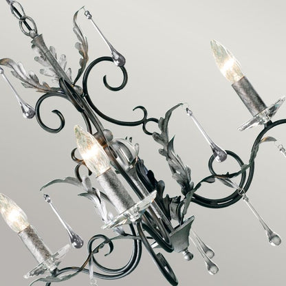 Elstead Lighting Amarilli 3-Light Black with Silver Patina Candle Chandelier