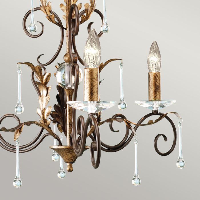 Elstead Lighting Amarilli 3-Light Bronze with Gold Patina Candle Chandelier