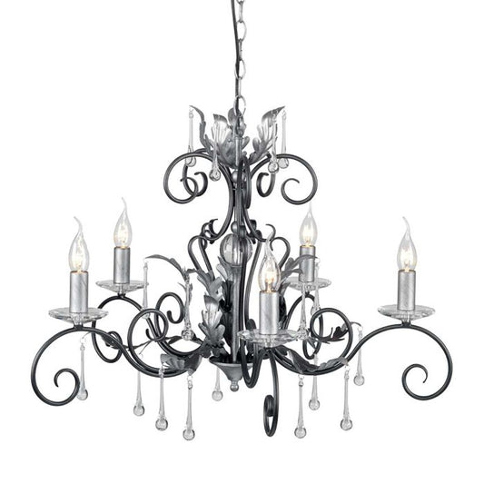 Elstead Lighting Amarilli 5-Light Black with Silver Patina Candle Chandelier