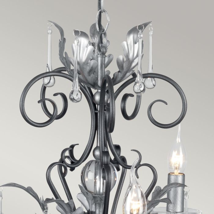 Elstead Lighting Amarilli 5-Light Black with Silver Patina Candle Chandelier