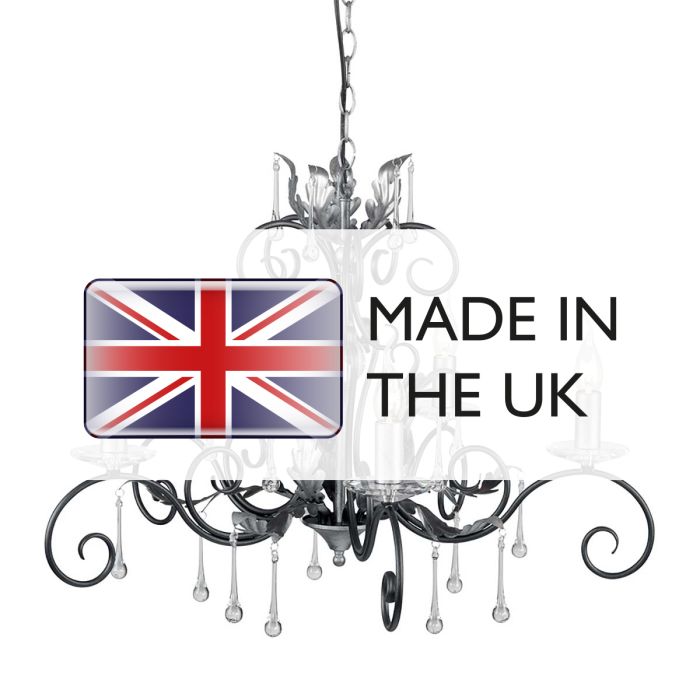 Elstead Lighting Amarilli 5-Light Black with Silver Patina Candle Chandelier