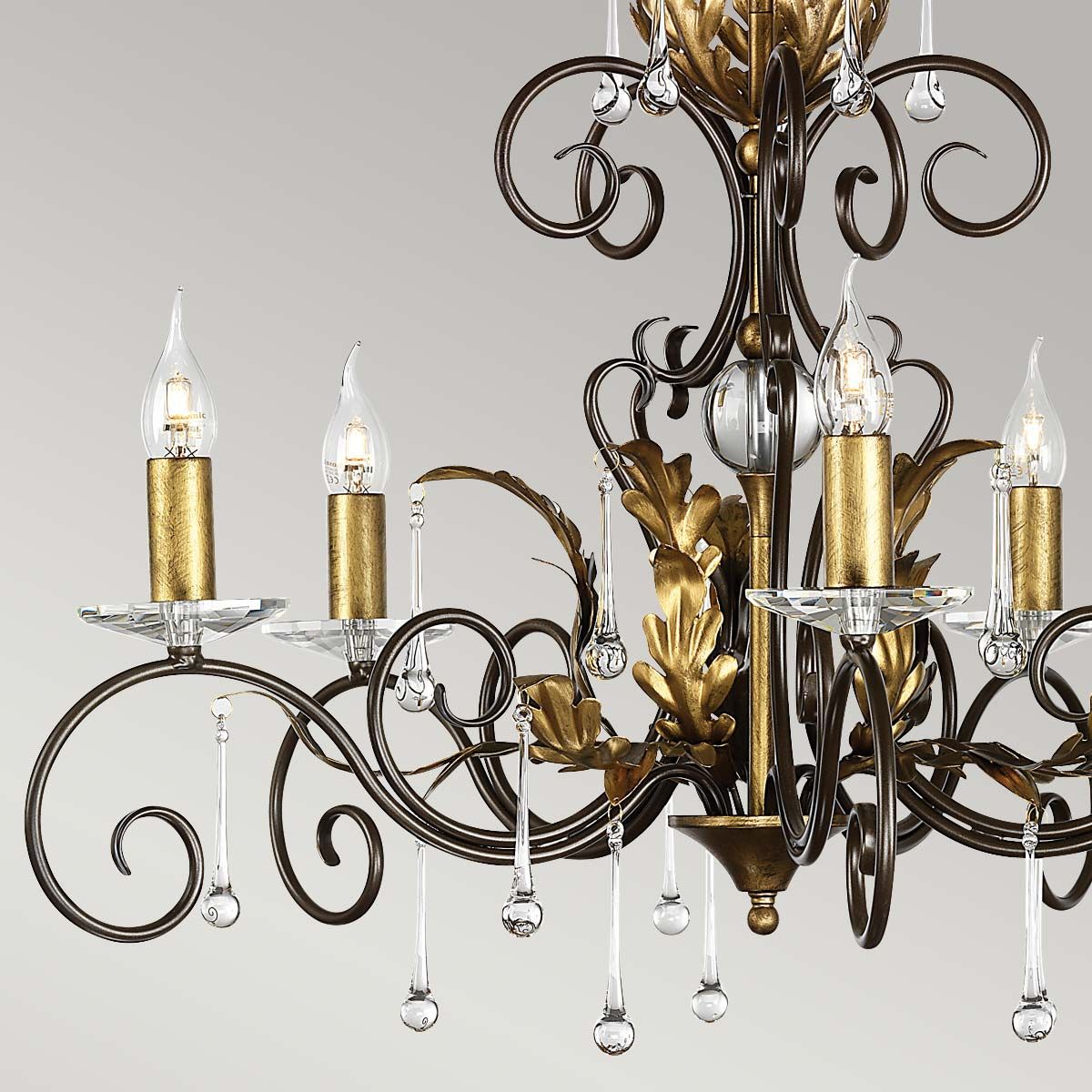 Elstead Lighting Amarilli 5-Light Bronze with Gold Patina Candle Chandelier