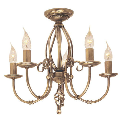Elstead Lighting Artisan 5-Light Aged Brass Candle Chandelier