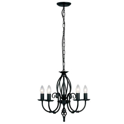 Elstead Lighting Artisan 5-Light Black Candle Chandelier