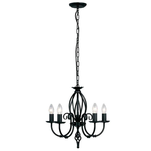 Elstead Lighting Artisan 5-Light Black Candle Chandelier