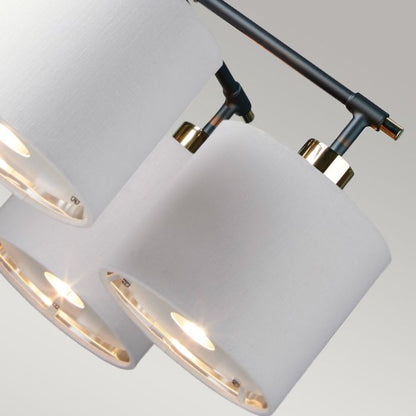Elstead Lighting Balance 5-Light Black & Polished Nickel Drum Chandelier with White Shades