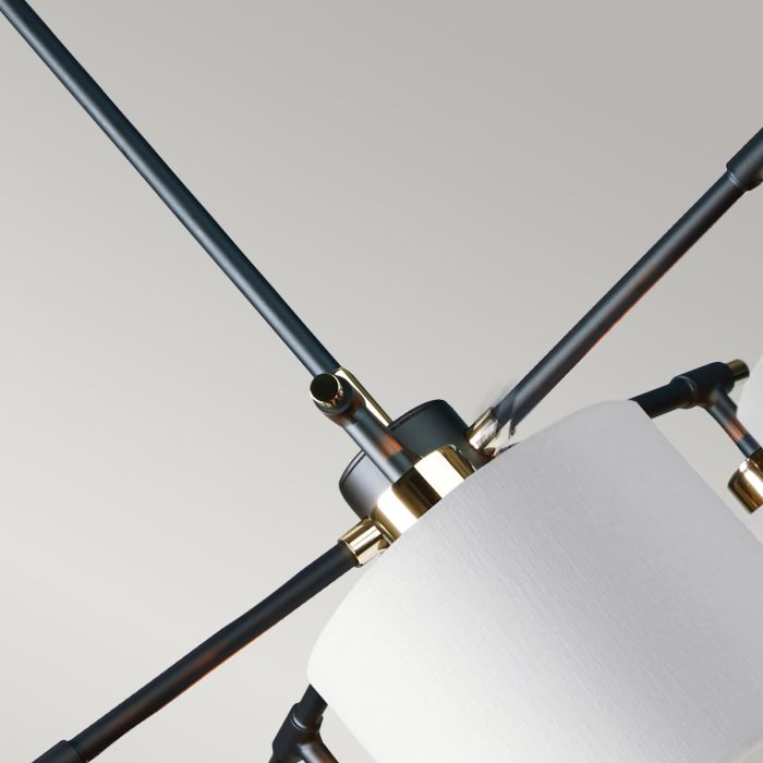 Elstead Lighting Balance 5-Light Black & Polished Nickel Drum Chandelier with White Shades