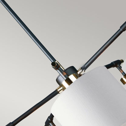 Elstead Lighting Balance 5-Light Black & Polished Nickel Drum Chandelier with White Shades