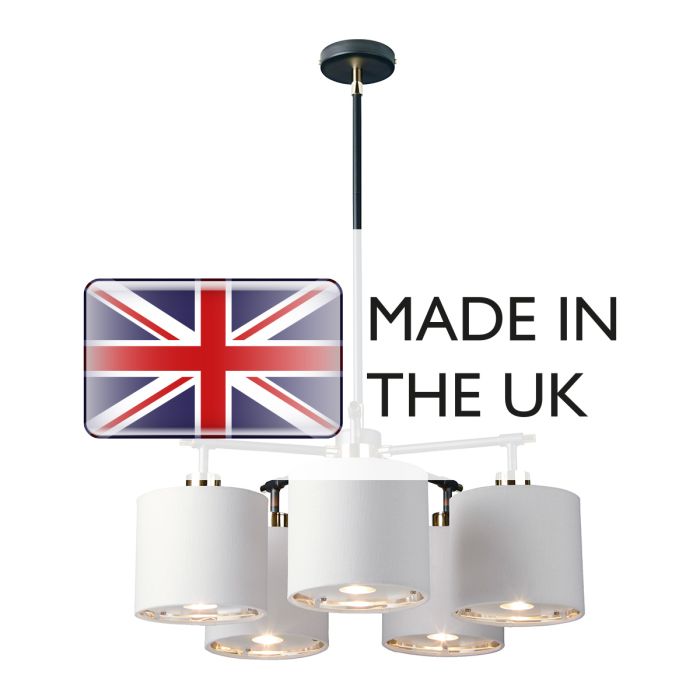 Elstead Lighting Balance 5-Light Black & Polished Nickel Drum Chandelier with White Shades