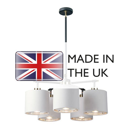 Elstead Lighting Balance 5-Light Black & Polished Nickel Drum Chandelier with White Shades