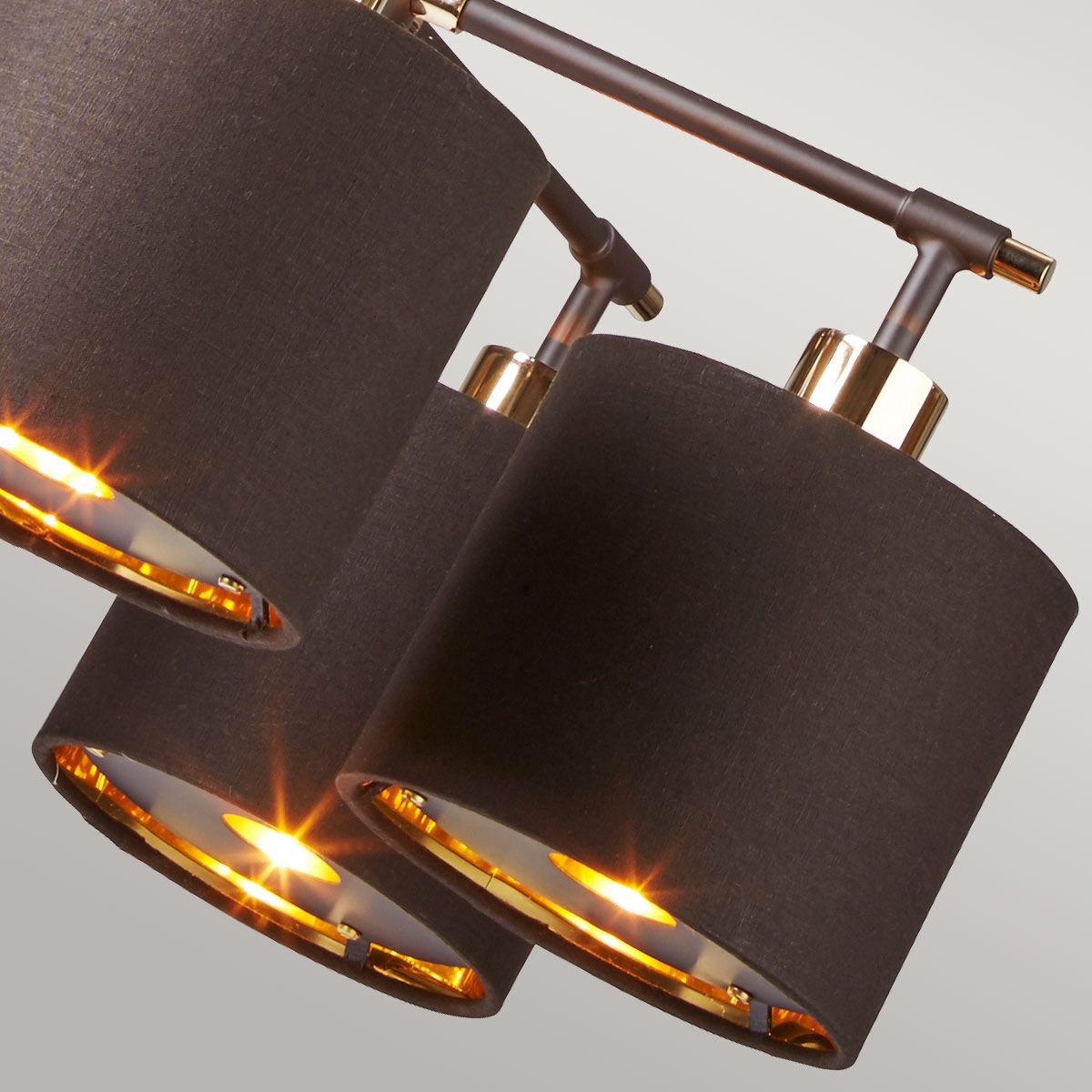 Elstead Lighting Balance 5-Light Brown & Polished Brass Drum Chandelier with Brown Shades