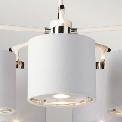 Elstead Lighting Balance 5-Light White & Polished Nickel Drum Chandelier with White Shades